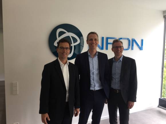 Nfon-CEO Hans Szymanski, Bernhard Göth, Director Sales bei Pironet, Thomas Muschalla, 