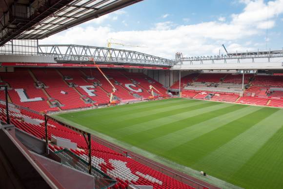 Anfield, das Heimstadion des FC Liverpool 