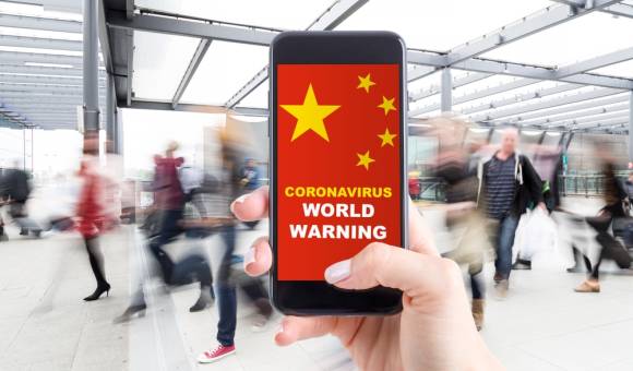 Coronavirus-Warnung auf dem Smartphone 
