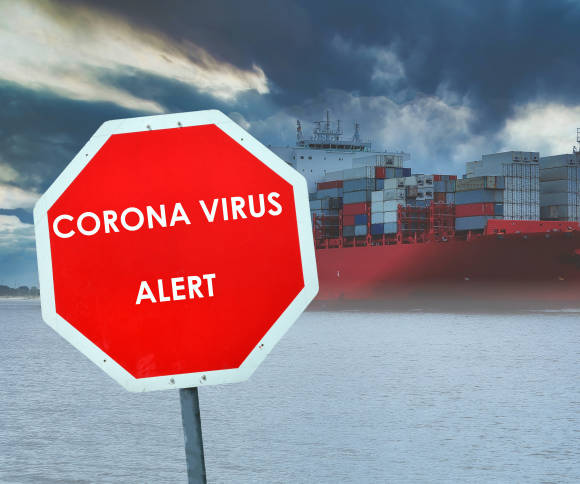 Corona-Virus steht auf einem Schild 