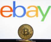 Bitcoin.Münzen und Ebay Logo 