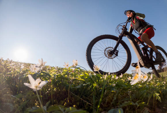 E-Bike-Fahrer in den Alpen 