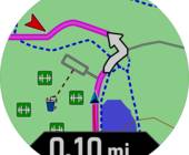 Mini-Map mit Richtungspfeilen auf einer Garmin Enduro