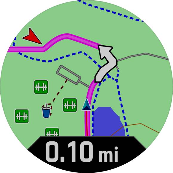 Mini-Map mit Richtungspfeilen auf einer Garmin Enduro 