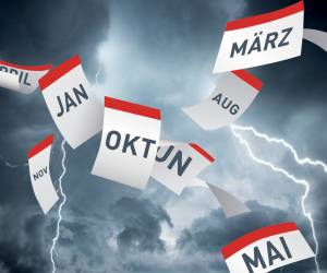 Kalenderblätter im Sturm