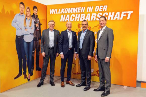 Der Expert-Vorstand vor der ­neuen Werbekampagne: Gerd-Christian Hesse, Frank ­Harder, Stefan Müller und Michael ­Grandin (v.l.n.r.) 