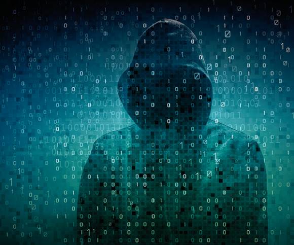 Man mit Kapuze hinter Zahlen Man mit Kapuze hinter Zahlen