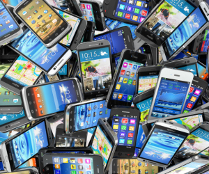 Viele Smartphones durcheinander