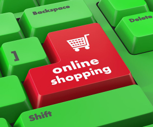 Computer mit Online Shopping Taste