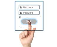 Finger tippt auf Login