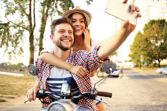 Selfie auf dem Roller 