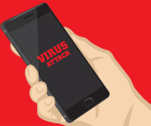 Smartphone mit Virus-Warnung