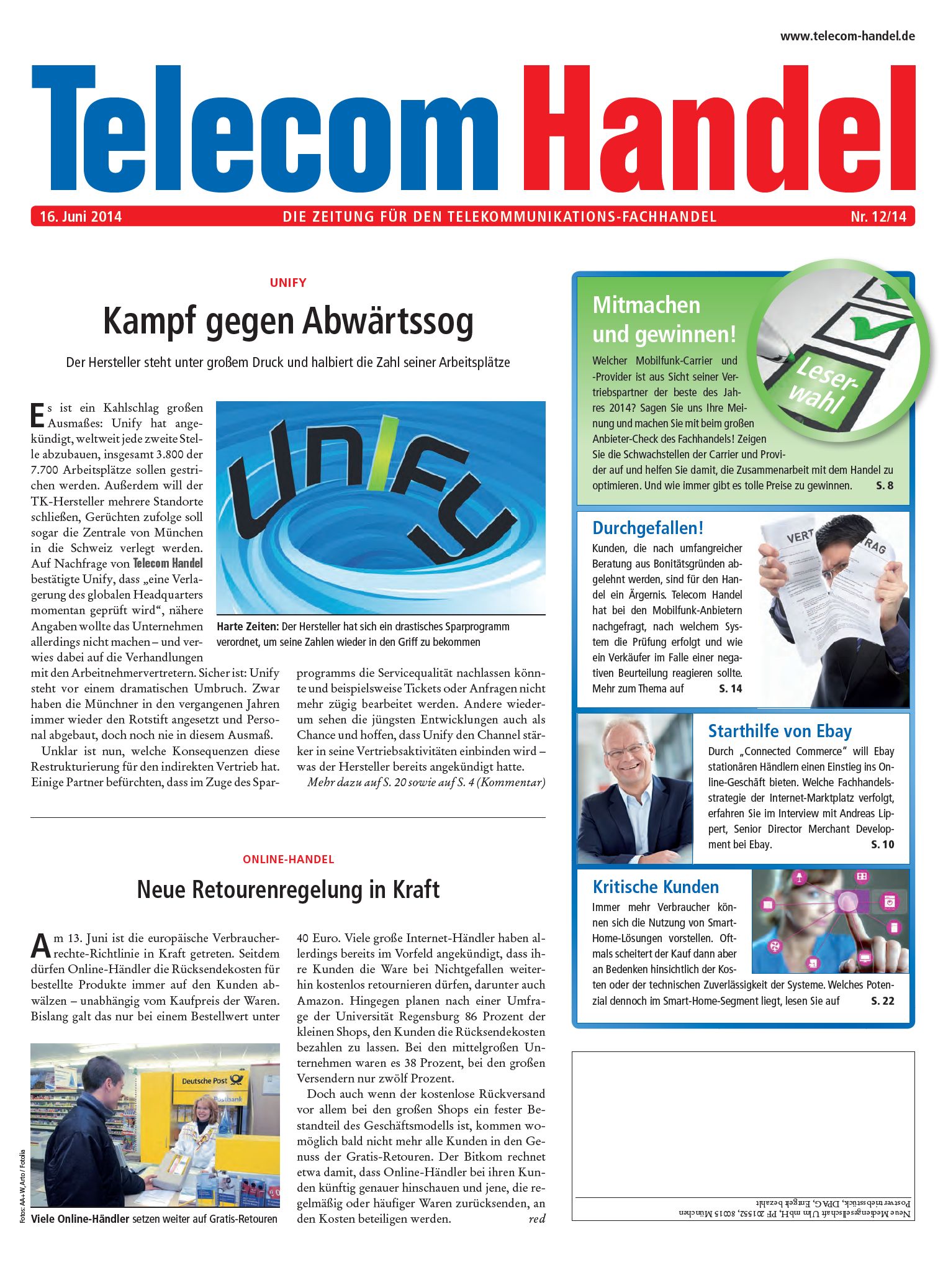 Telecom Handel Ausgabe 12/2014