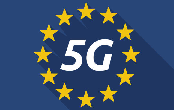 5G in Europaflagge 